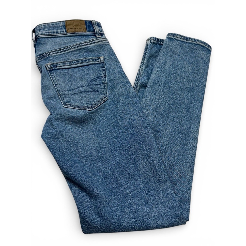 American Eagle Mom Jeans Womens 00 Long Strigid‎ High Rise Distressed Denim